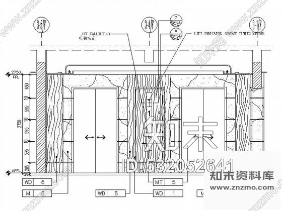 施工图杭州某主题酒店电梯厅内装修图cad施工图下载【ID:532052641】