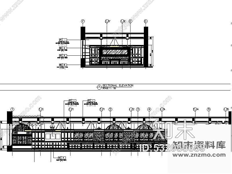 施工图上海某酒店老楼改造长吧装修图cad施工图下载【ID:532055659】