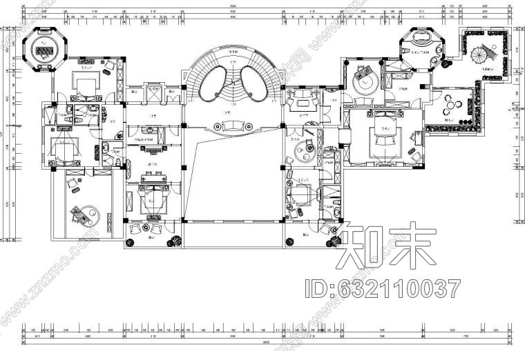 重庆某大型私人会所内部装修施工图设计及效果图cad施工图下载【ID:632110037】