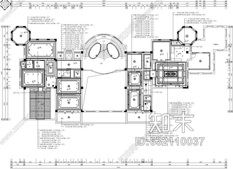 重庆某大型私人会所内部装修施工图设计及效果图cad施工图下载【ID:632110037】