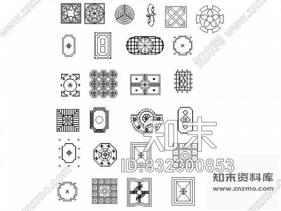 图块/节点各式地面拼花CAD图块下载施工图下载【ID:832300853】