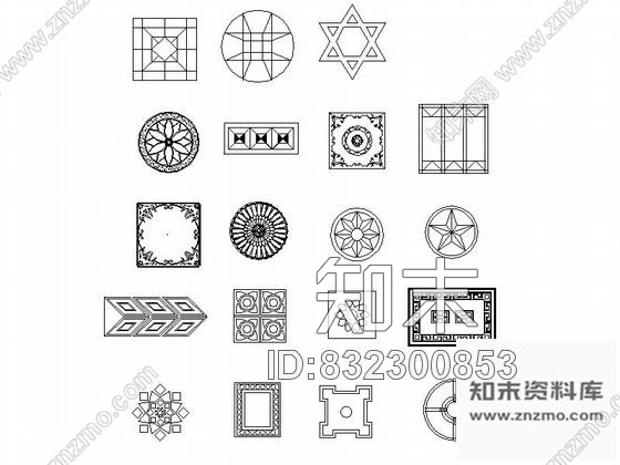 图块/节点各式地面拼花CAD图块下载施工图下载【ID:832300853】