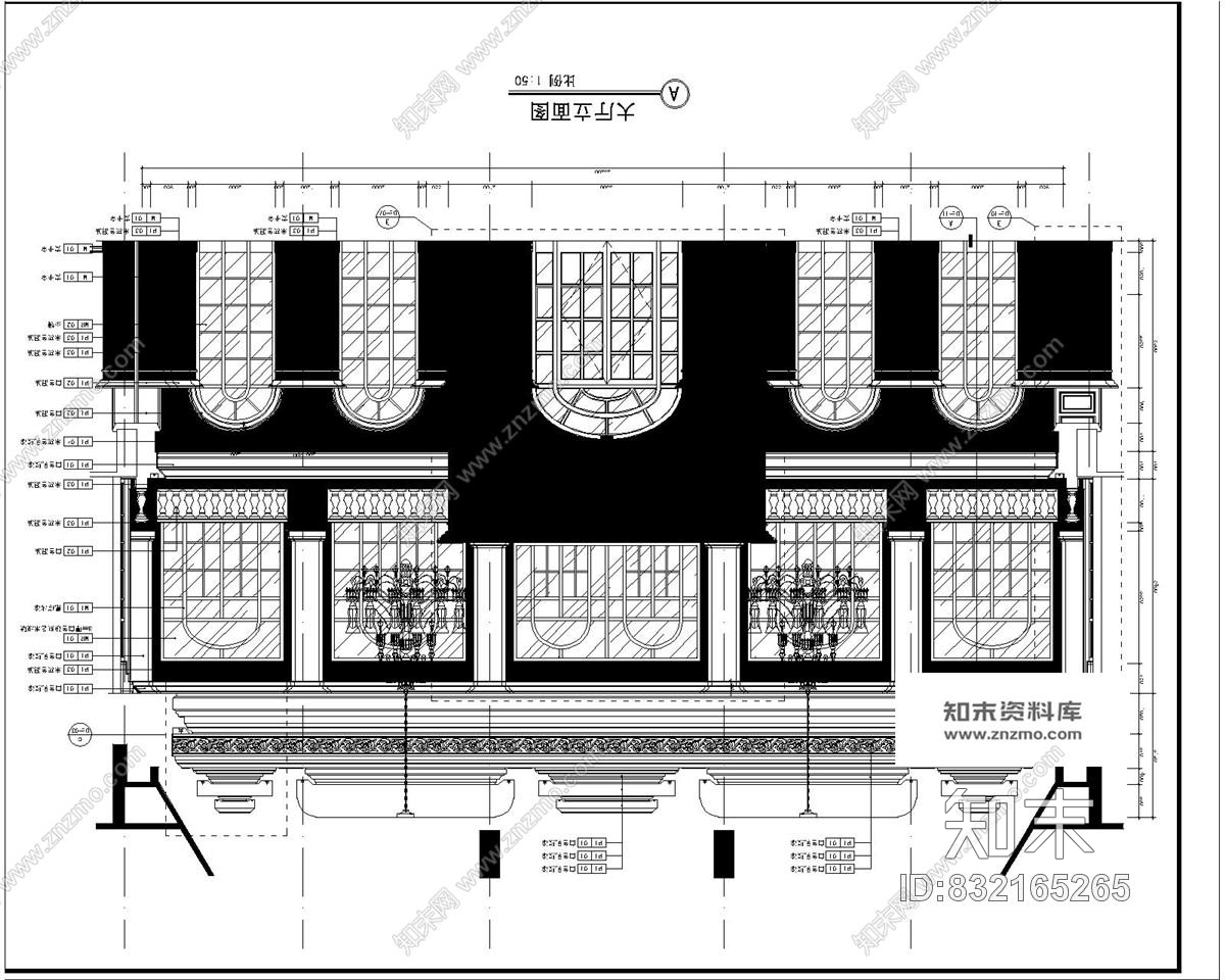 武汉某售楼处欧式奢华室内精装竣工蓝图施工图下载【ID:832165265】