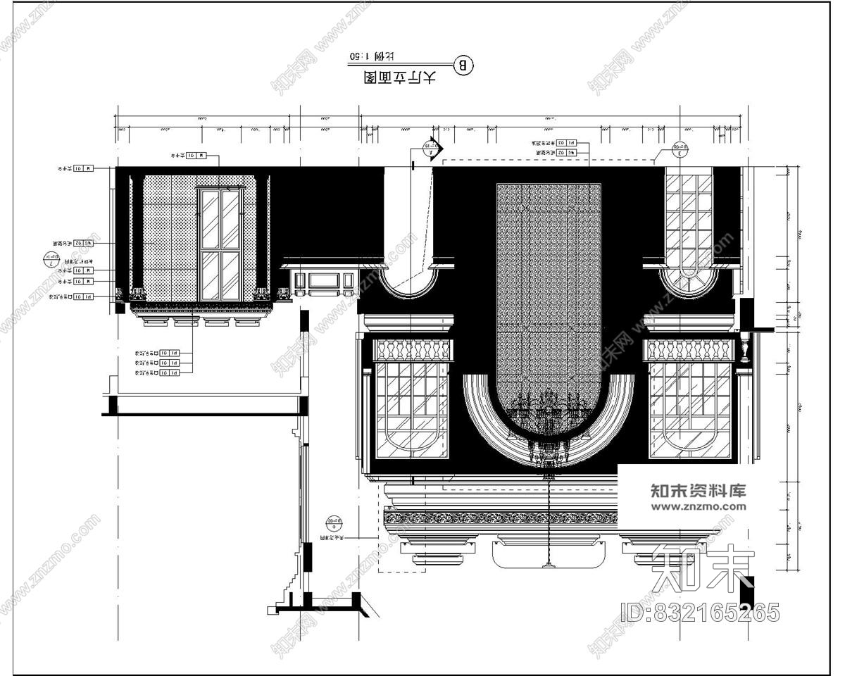 武汉某售楼处欧式奢华室内精装竣工蓝图施工图下载【ID:832165265】