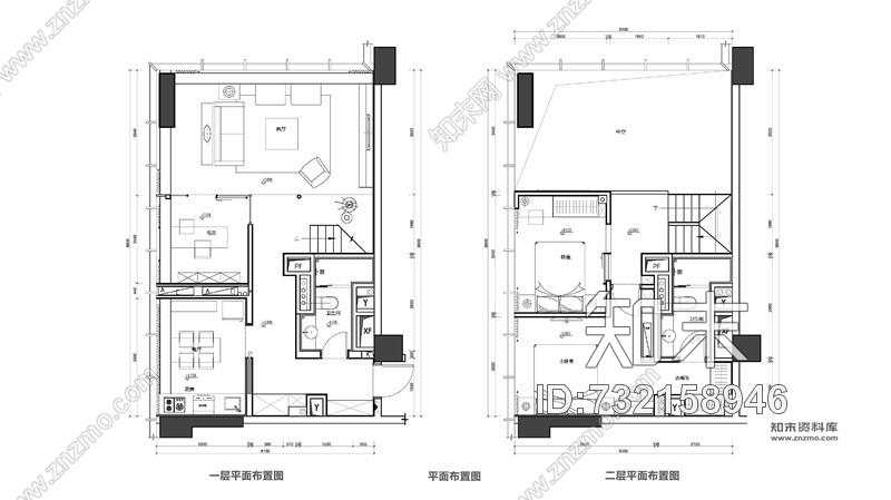 公寓精装修公寓样板房6套丨设计方案+效果图+CAD施工图施工图下载【ID:732158946】