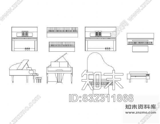 图块/节点钢琴图块集cad施工图下载【ID:832311868】
