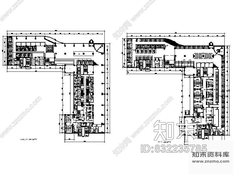 图块/节点经典咖啡二层平面图cad施工图下载【ID:832235785】