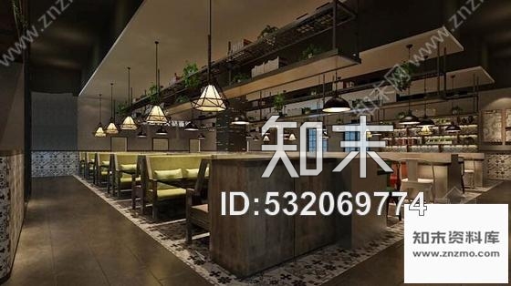 施工图长安特色现代风格连锁自助旋转火锅店装修施工图含效果及实景施工图下载【ID:532069774】