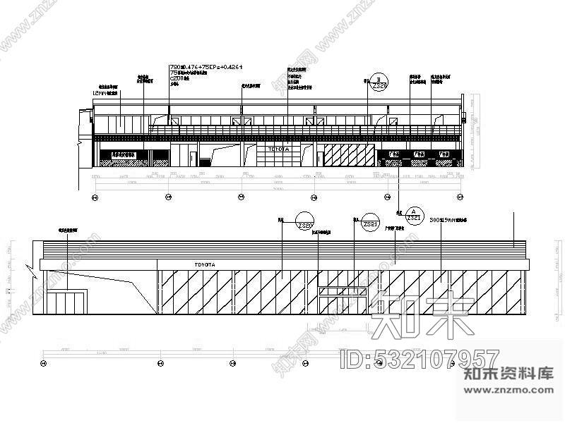 施工图一汽TOYOTA展厅设计图cad施工图下载【ID:532107957】