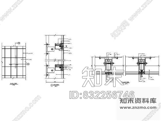 图块/节点玻璃幕墙详图一cad施工图下载【ID:832256746】