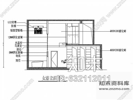 施工图武汉高档现代风格洗浴中心室内CAD装修图含效果施工图下载【ID:632112011】