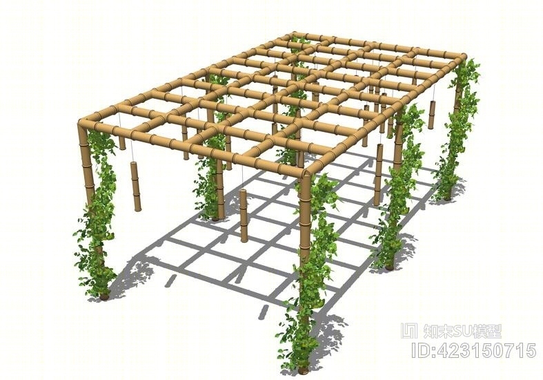 竹棚竹廊架su模型su模型下载【id:423150715】