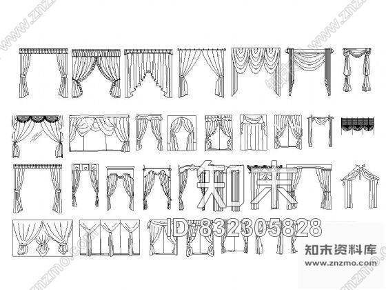 图块/节点幽雅窗帘立面图块集cad施工图下载【ID:832305828】