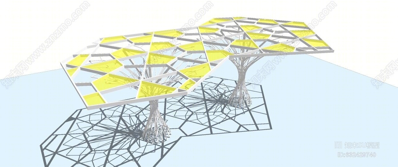 异形景观廊架现代镂空现代摆设镂空杆件避雨棚无线电望远镜su模型下载