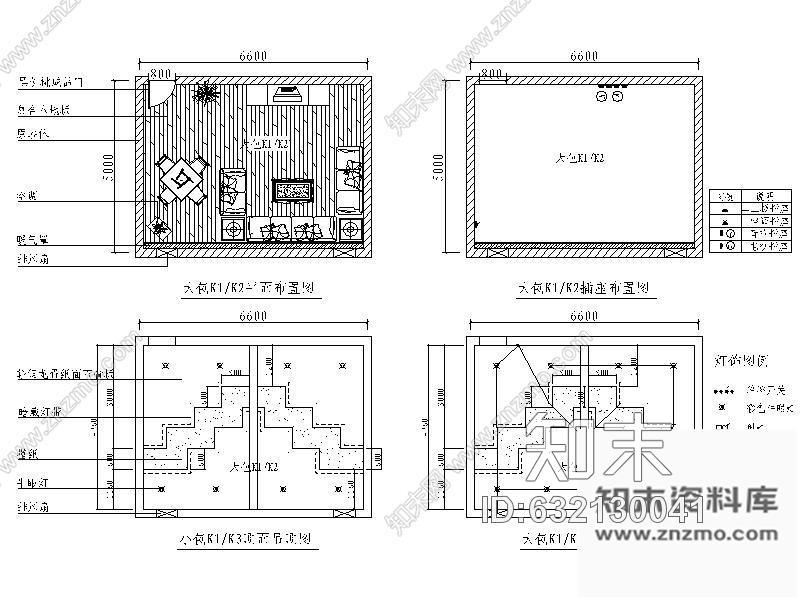 施工图316㎡KTV包房室内装修图cad施工图下载【ID:632130041】