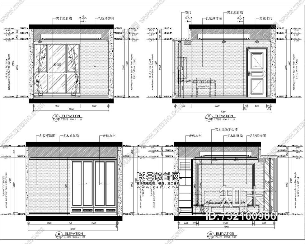 2016年遵义某小区样板间非常精细的一套cad施工图cad施工图下载【ID:732160906】