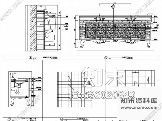 施工图特色酒店简欧卫生间室内装修图cad施工图下载【ID:532020643】