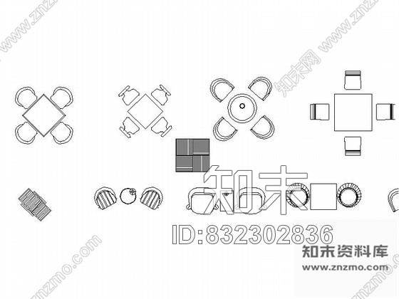 图块/节点现代餐桌CAD图块下载施工图下载【ID:832302836】