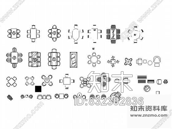 图块/节点现代餐桌CAD图块下载施工图下载【ID:832302836】