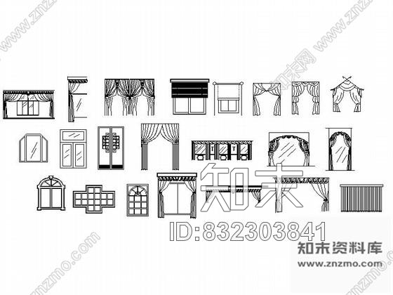 图块/节点各式窗帘CAD图块下载cad施工图下载【ID:832303841】