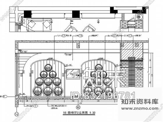 图块/节点美式红酒吧大厅立面图cad施工图下载【ID:832196781】