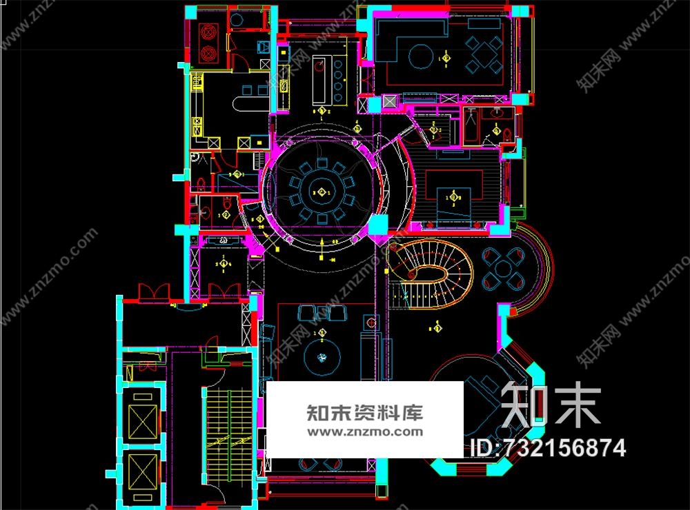 超详细的一套欧式新古典别墅全套CAD施工图cad施工图下载【ID:732156874】