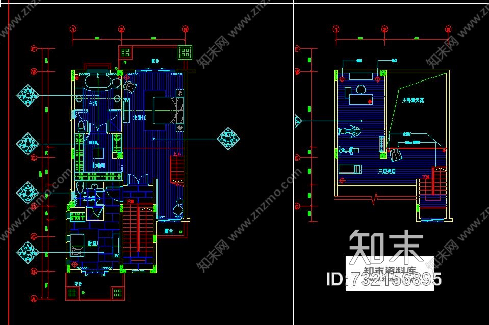 梁景华-深圳观澜高尔夫B型3层别墅样板间室内装修施工图施工图下载【ID:732156895】