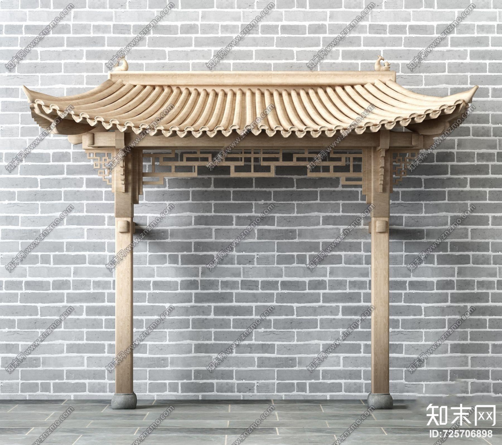 中式屋檐屋顶门头3d模型3d模型下载【id:725706898】