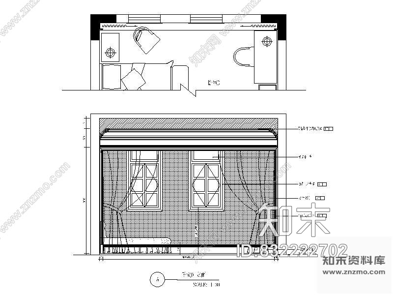 图块/节点别墅卧室装修施工详图cad施工图下载【ID:832222702】