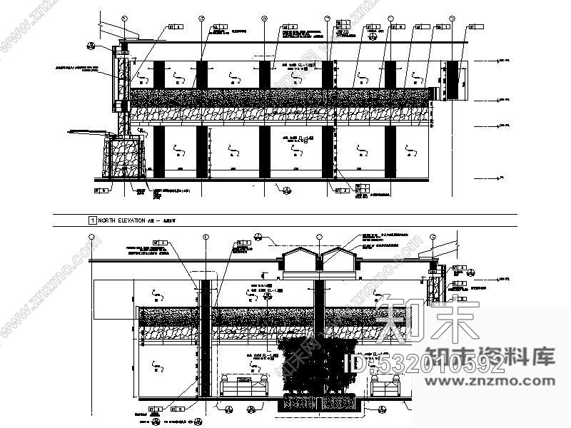 施工图北京某饭店大堂室内装修图cad施工图下载【ID:532010592】