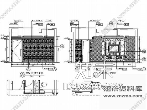 施工图中餐厅A型包房室内装修图cad施工图下载【ID:532005526】