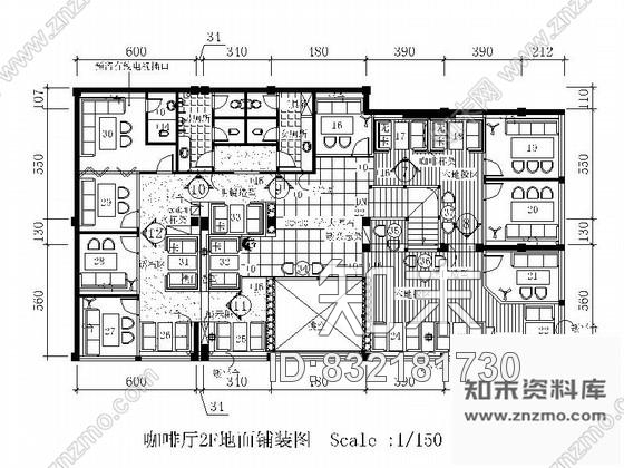 图块/节点某时尚现代咖啡厅平面图cad施工图下载【ID:832181730】