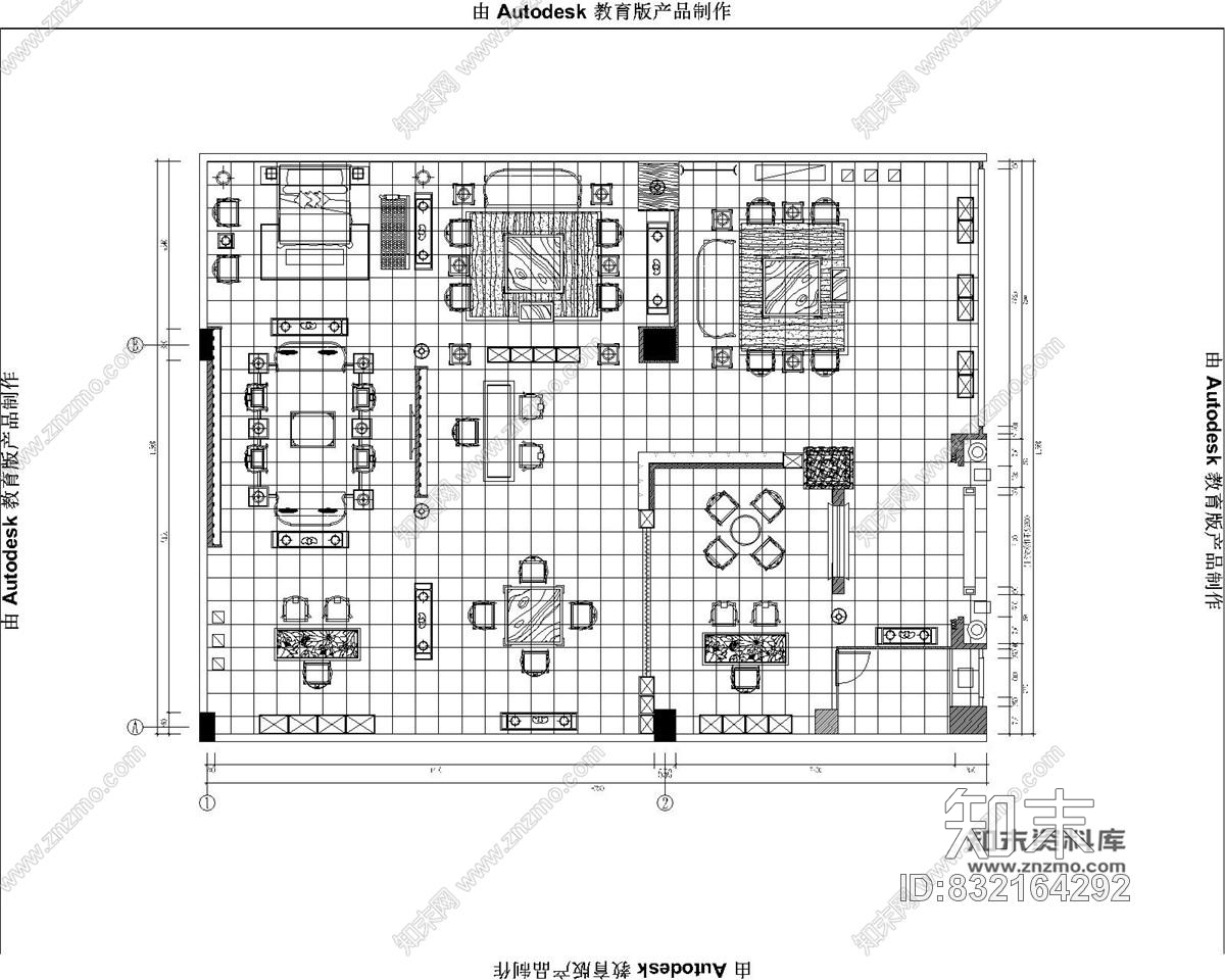 大家之家北京中式风格家具卖场室内装修施工图施工图下载【ID:832164292】