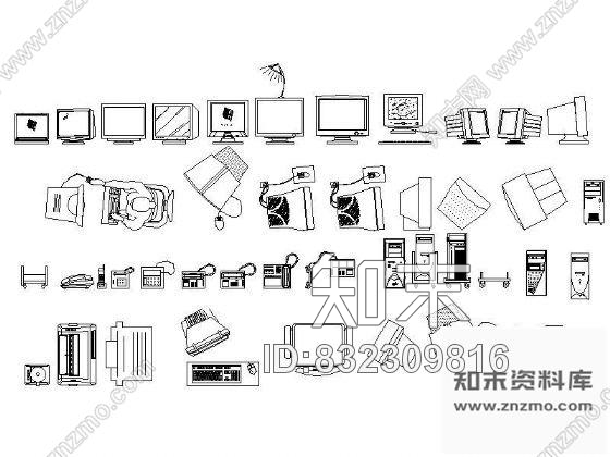 图块/节点电脑图块集cad施工图下载【ID:832309816】