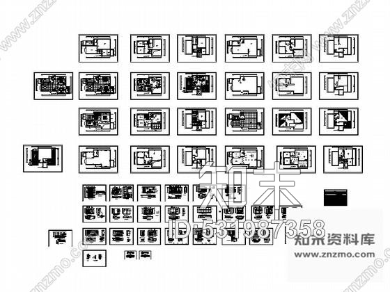 施工图现代华丽三层别墅室内设计装修图cad施工图下载【ID:531987358】