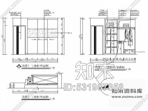 施工图现代华丽三层别墅室内设计装修图cad施工图下载【ID:531987358】