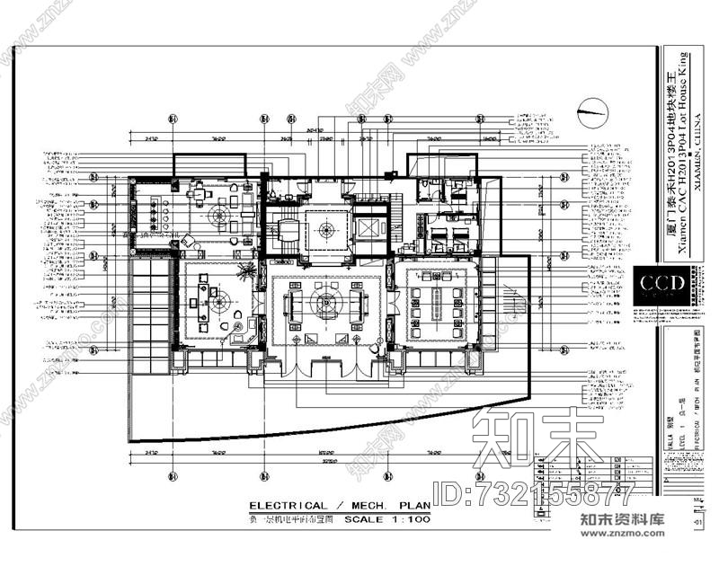 厦门泰禾三层别墅室内设计CAD全套施工图施工图下载【ID:732155877】