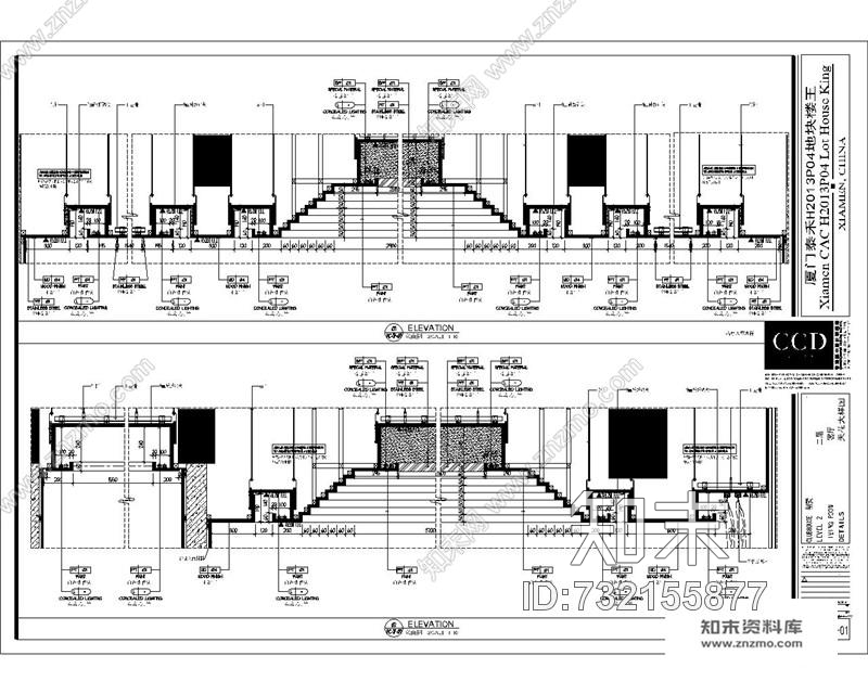 厦门泰禾三层别墅室内设计CAD全套施工图施工图下载【ID:732155877】