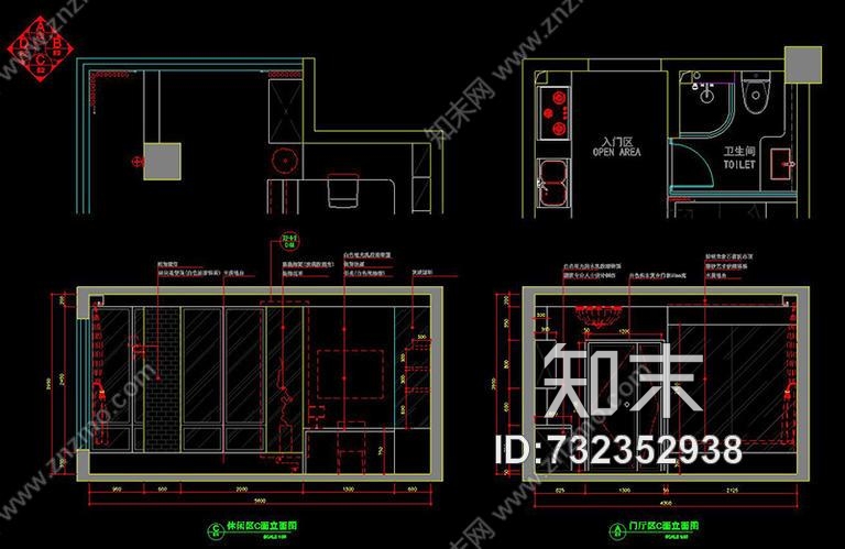 现代(公寓)施工图cad施工图下载【ID:732352938】