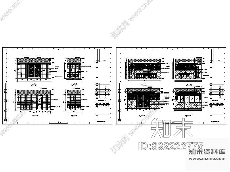 欧式别墅中西厨房立面cad施工图下载【ID:832222775】