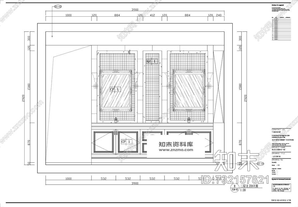 袁阳滨-保定红山庄园新古典风格别墅施工图含效果图cad施工图下载【ID:732157821】