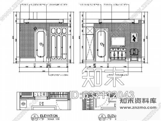 施工图原创中式复古风格茶餐私人会所室内施工图推荐！cad施工图下载【ID:632112043】