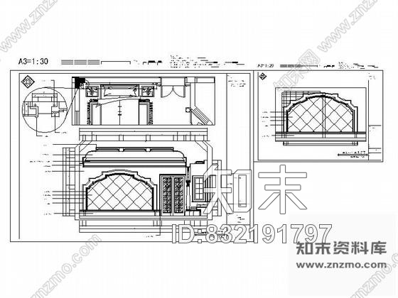 图块/节点别墅卧室床头背景设计详图施工图下载【ID:832191797】