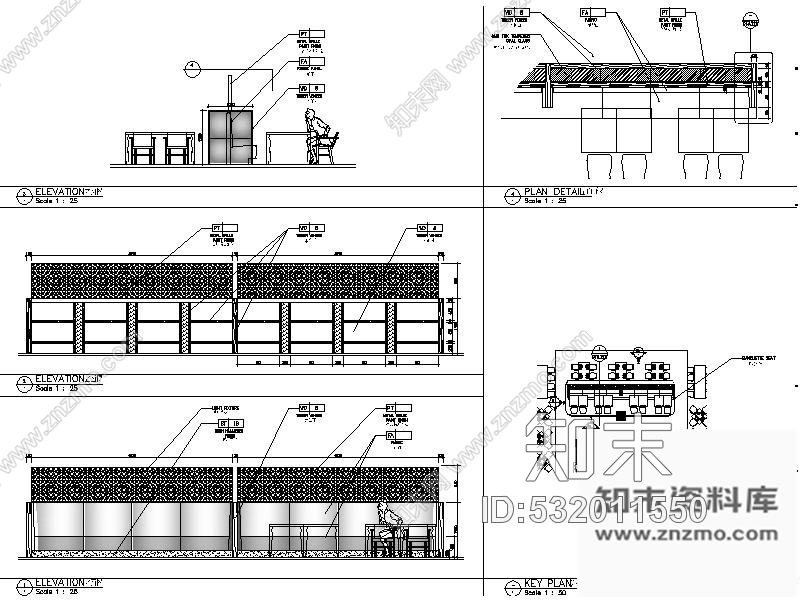 施工图北京亚洲风味餐厅装修图cad施工图下载【ID:532011550】