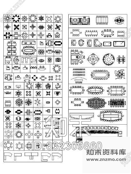 图块/节点常用办公家具图块cad施工图下载【ID:832309860】