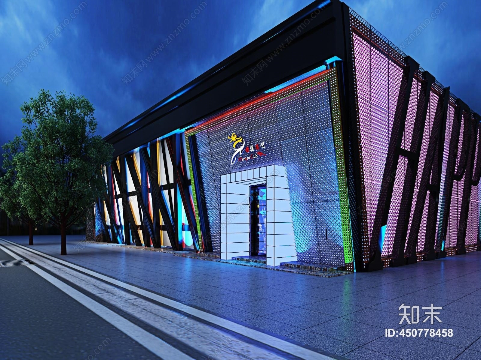 工业风酒吧门头3d模型下载【id:450778458】