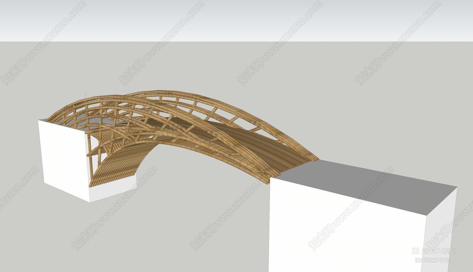 中式风格小桥su模型下载【id:752274709】_知末su模型网