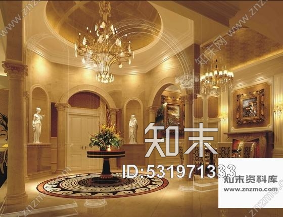 施工图原创欧式古典别墅样板房施工图含效果图施工图下载【ID:531971333】