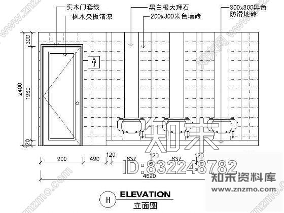 图块/节点公共卫生间立面图Ⅱcad施工图下载【ID:832248782】