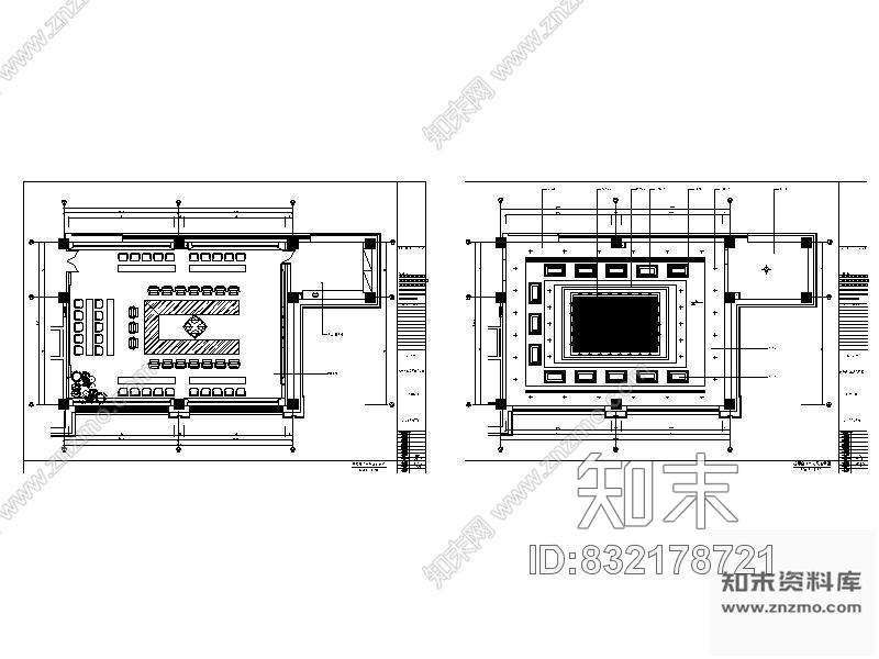 图块/节点视频会议室平面图施工图下载【ID:832178721】